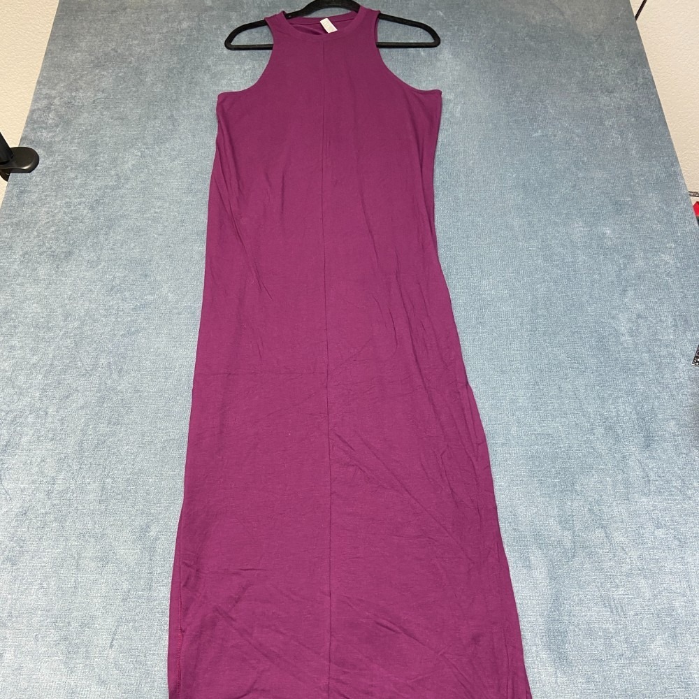 Athleta Waterfall Tank Dress Womens Small Purple Pleated Side Slit Beach Summer